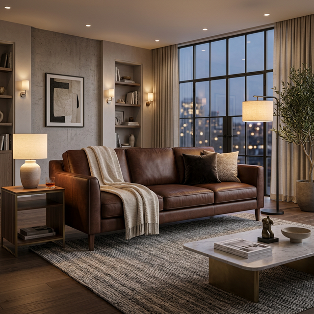 Premium Italian Leather Sofa Set - 3+2+1
